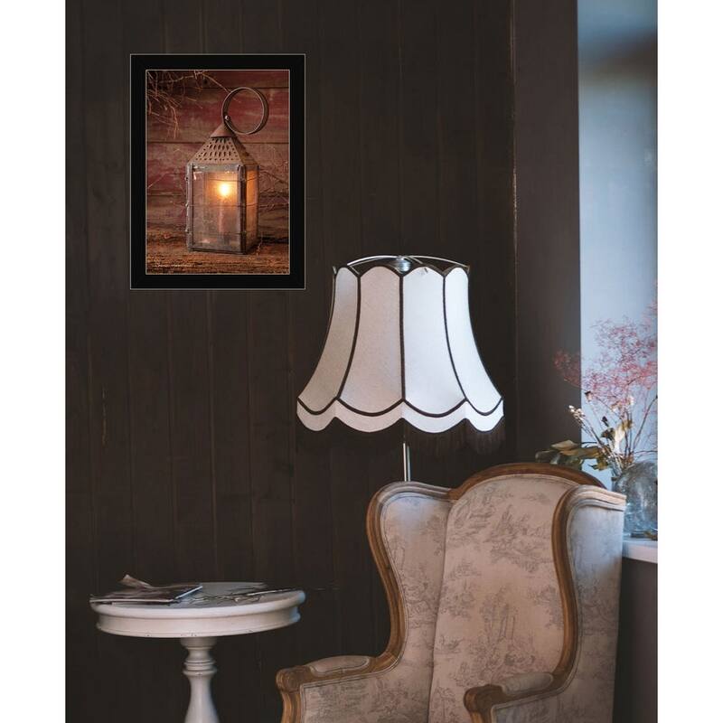 TrendyDecor4U Farmhouse "Innkeeper's Lantern" Framed Print Wall Art by Irvin Hoover - Rustic Tone