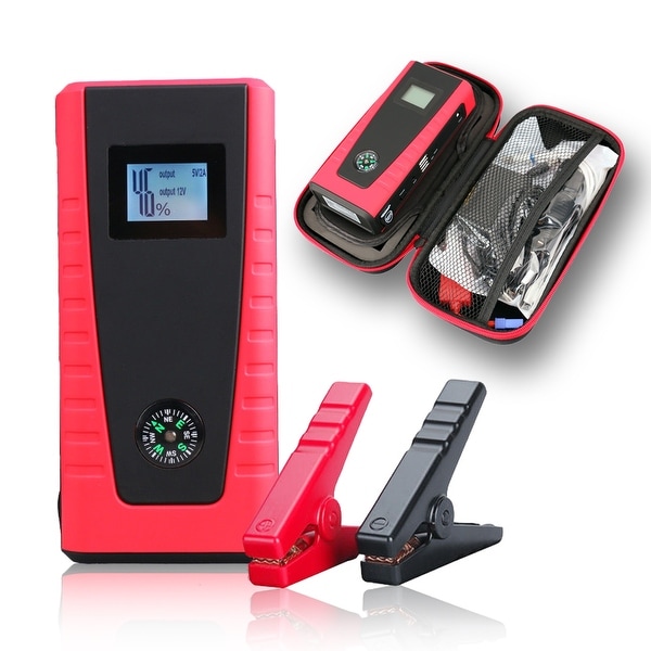 Indigi® Emergency Mobile Vehicle Jump Starter + SOS Lights + USB Outlets for Laptop & SmartPhones - black | red
