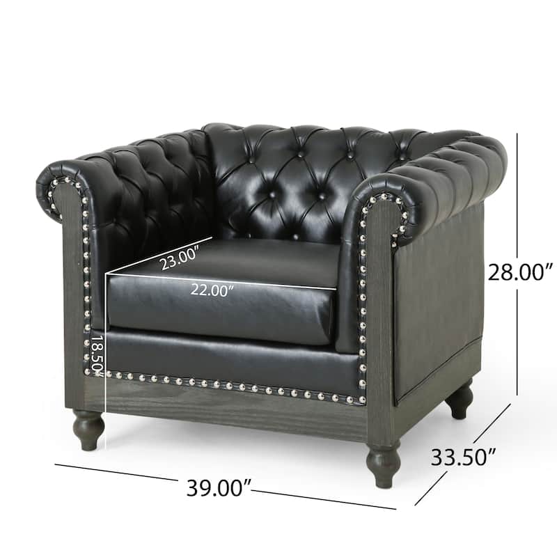 Castalia Chesterfield Tufted Club Chair by Christopher Knight Home - 39.00" L x 33.50" W x 28.00" H