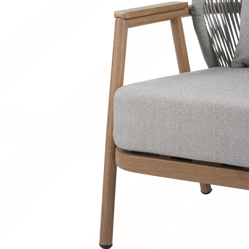 Outdoor Rope Club Chair with Textured Taupe Cushion Set of 1