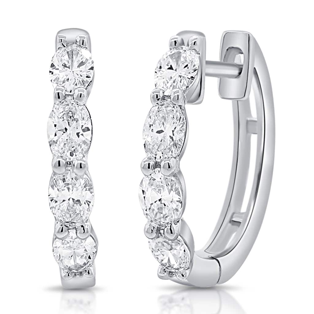 Joelle Collection Diamond Hoop Earrings 14K Gold
