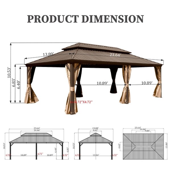 Domi Outdoor Living Hardtop Gazebo with Aluminum Frame and