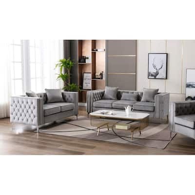 Lorreto Velvet Fabric Sofa Loveseat Living Room Set