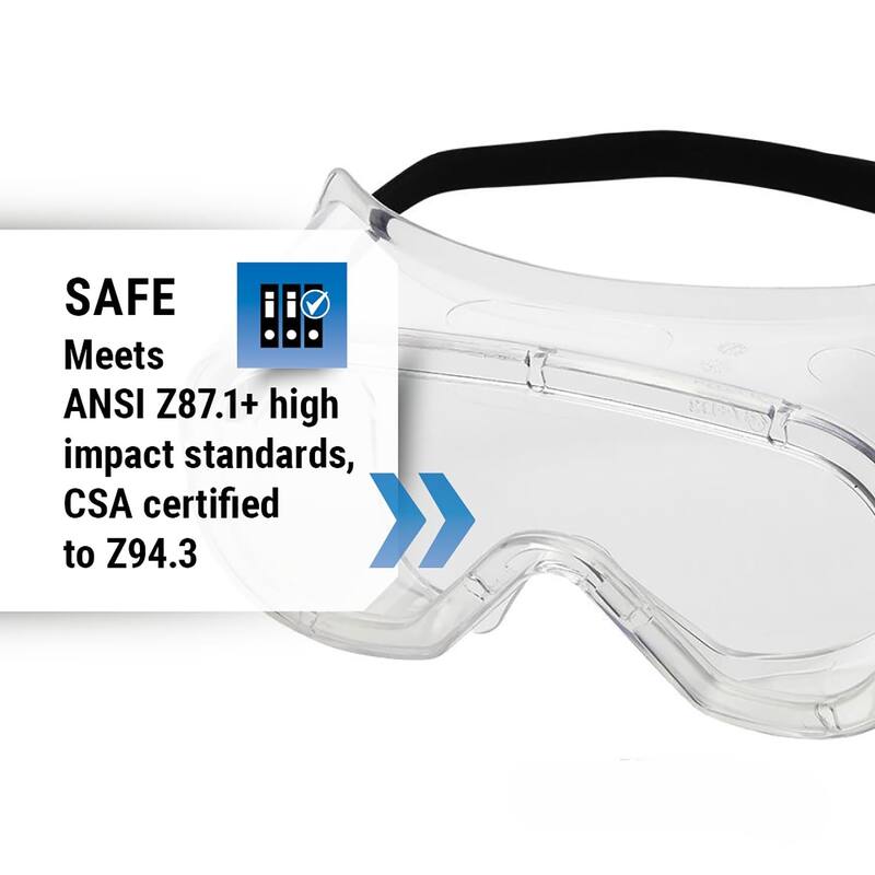 Non Vented Anti-Fog/Anti-Splash Safety Goggles - 2 Pack