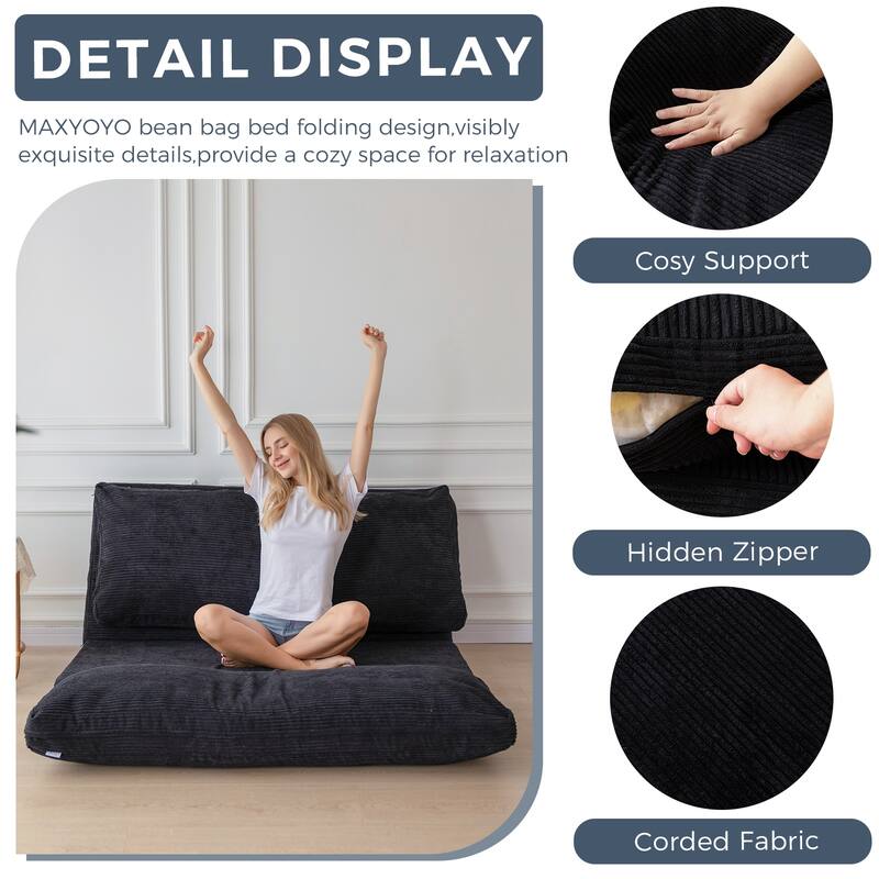 Corduroy Bean Bag Folding Sofa Bed