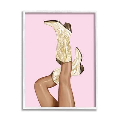 Stupell Pink Country Cowgirl Boots Framed Giclee Art by Ziwei Li