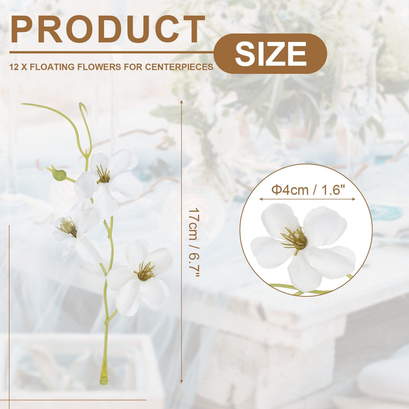 Floating Flowers for Centerpieces Wedding - 17x4cm