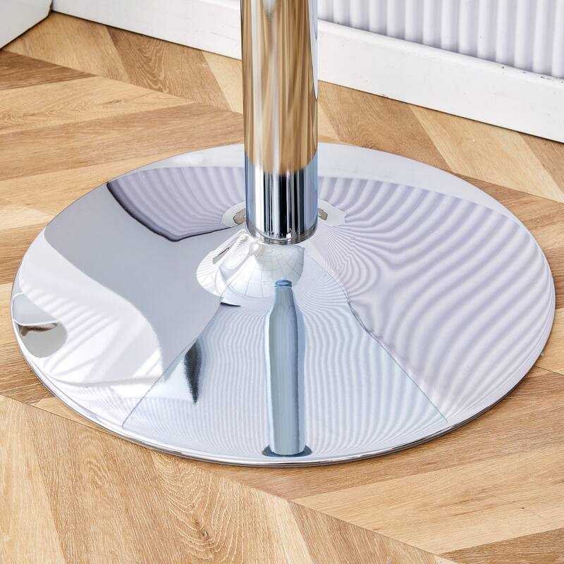 Roomfitters Round Glass Dining Table with 35 Inch Top and Gold Metal Legs for Dining or Meeting Spaces