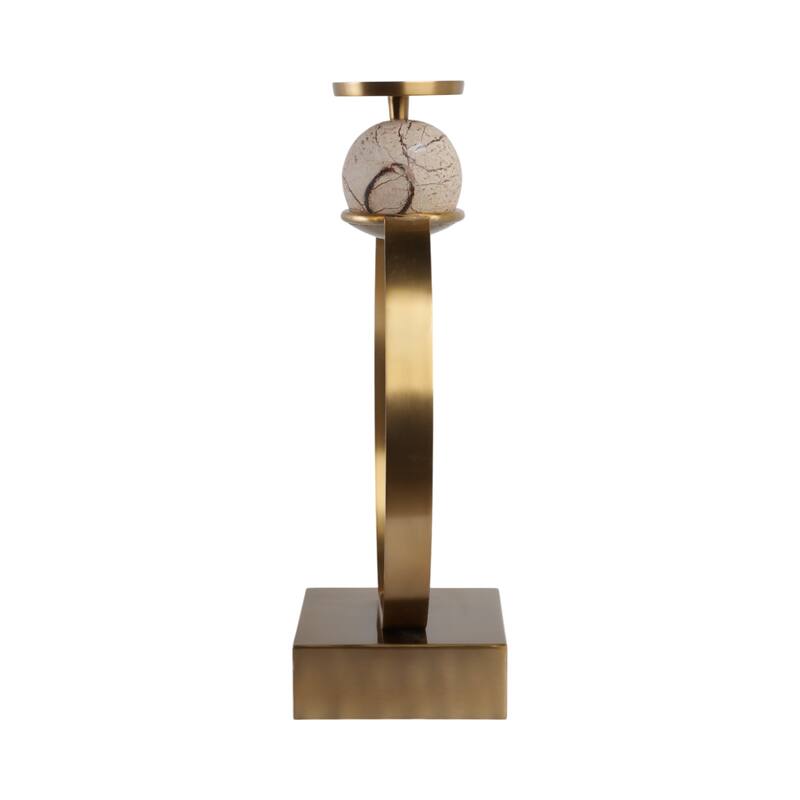 Candle Holder - Metal with Marble Sphere