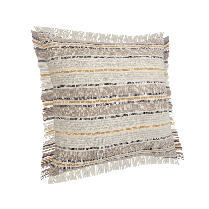 Sevita Drew Mustard Stripe Cotton Throw Pillow, Set of 2