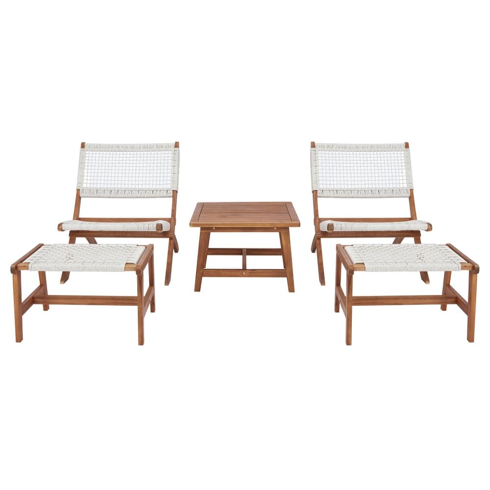 SAFAVIEH Lissy Acacia/ Rope Outdoor Chair & Table Set - 24W x 28D x 31H