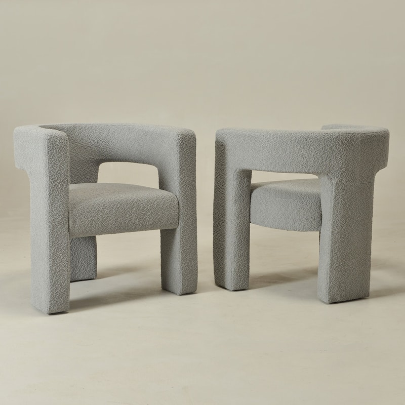 KINWELL 28" Wide Boucle Upholstered Square Armchair (Set of 2)