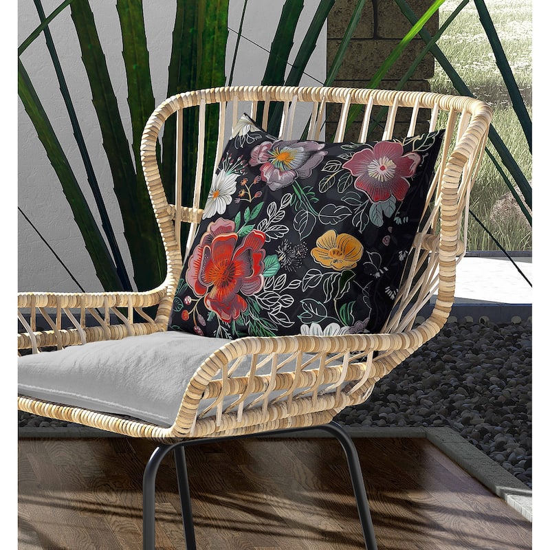 Starlight Florals Indoor/Outdoor Reversible Throw Pillow Gray and Orange