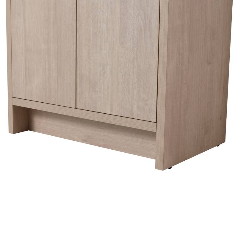 Freestanding Bathroom Vanity with Ceramic Sink, Adjustable Shelf, Soft Closing Doors & Metal Handles - 30in L Plywood