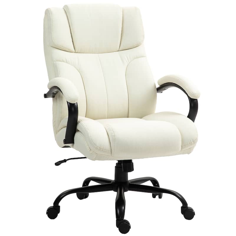 500lbs Capacity Big and Tall Office Chair with Wide Seat and Adjustable Height ,Executive Linen Finish - Cream White
