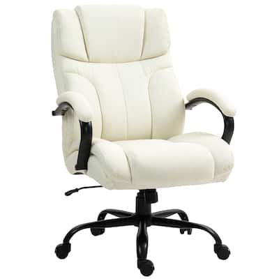 Large High Back Office Chair Computer Chair with Linen Finish Wide Seat Height Adjustable and Swivel Wheels, for Office