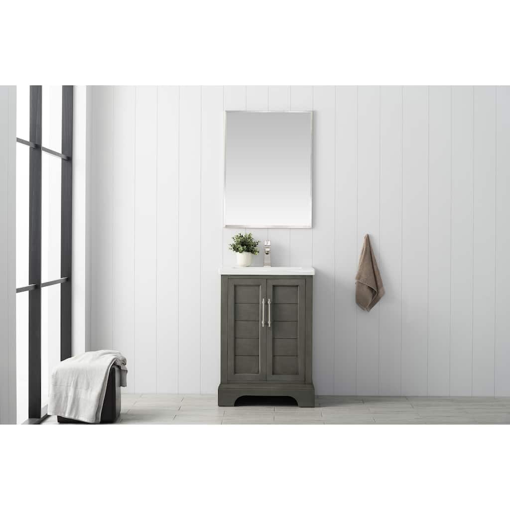 Vanity Art 24" Single Sink Bathroom Vanity with Ceramic Sink & Top