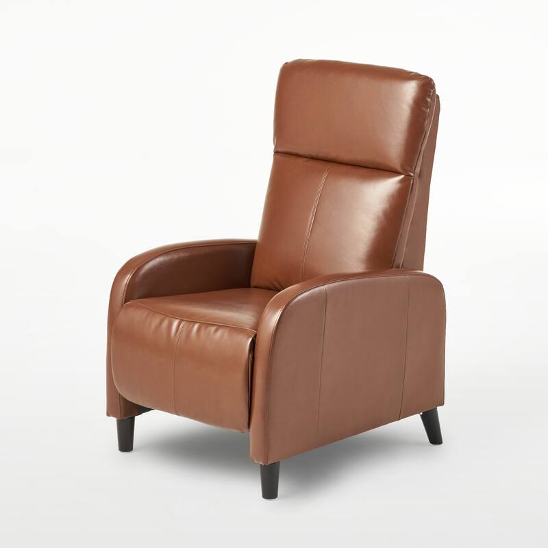 Roomfitters 33.5" Wide Faux Leather Push Back Standard Recliner, Brown