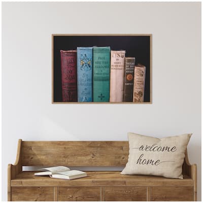 Kate and Laurel Sylvie Vintage Classic Books Framed Canvas by Patricia Hasz of Patricia Rae Photography