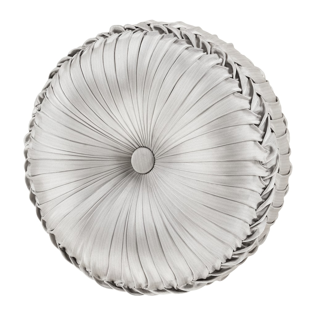 J. Queen New York Bolero Pewter Tufted Round Decorative Throw Pillow