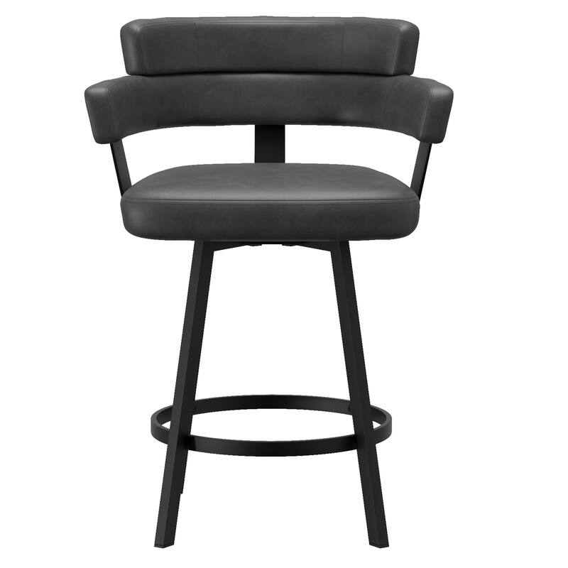 Contemporary Faux Leather & Metal 26" Counter Stool with Swivel, Set of 2