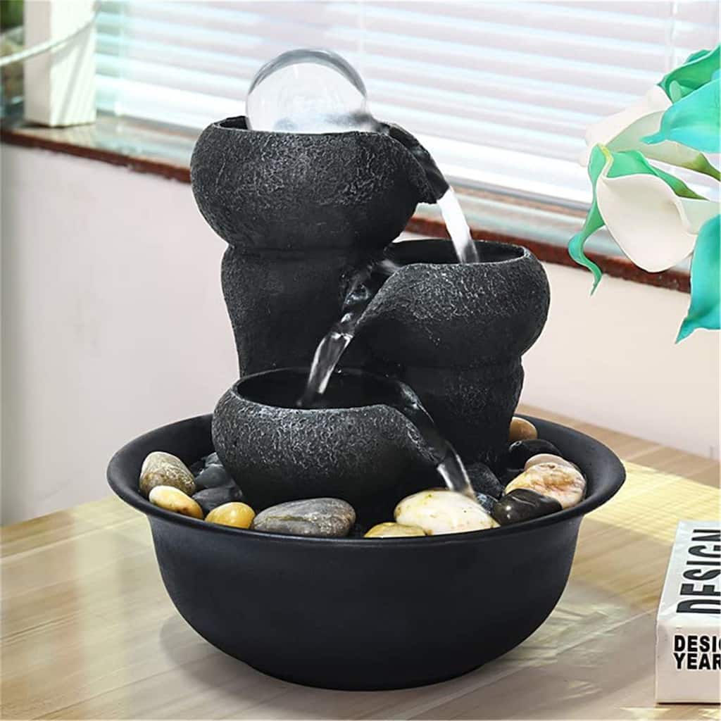 3-Tier Tabletop Water Fountain with LED LLights