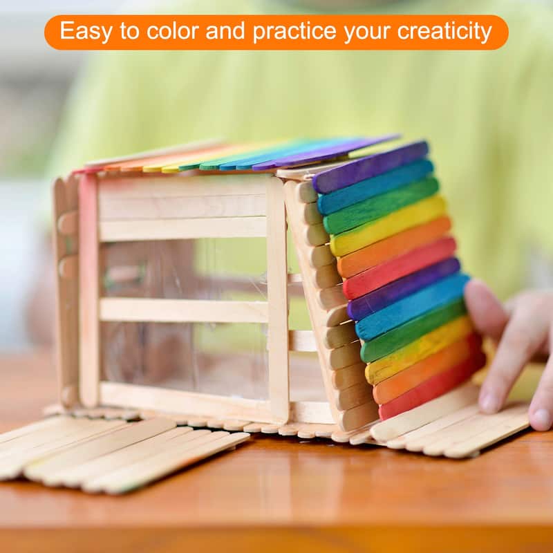 150Pcs Craft Sticks Ice Cream Sticks Wax Sticks for Craft Colored - Multicolor