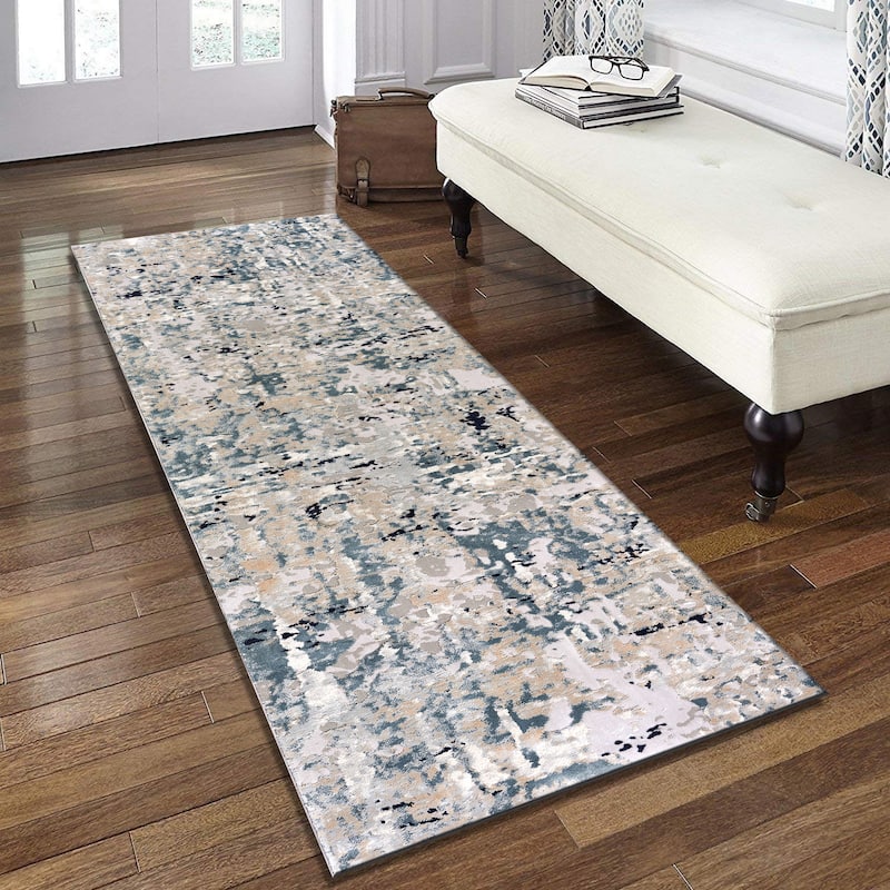Mirage Modern Abstract Gray/Blue Performance Indoor Area Rug by Sevita