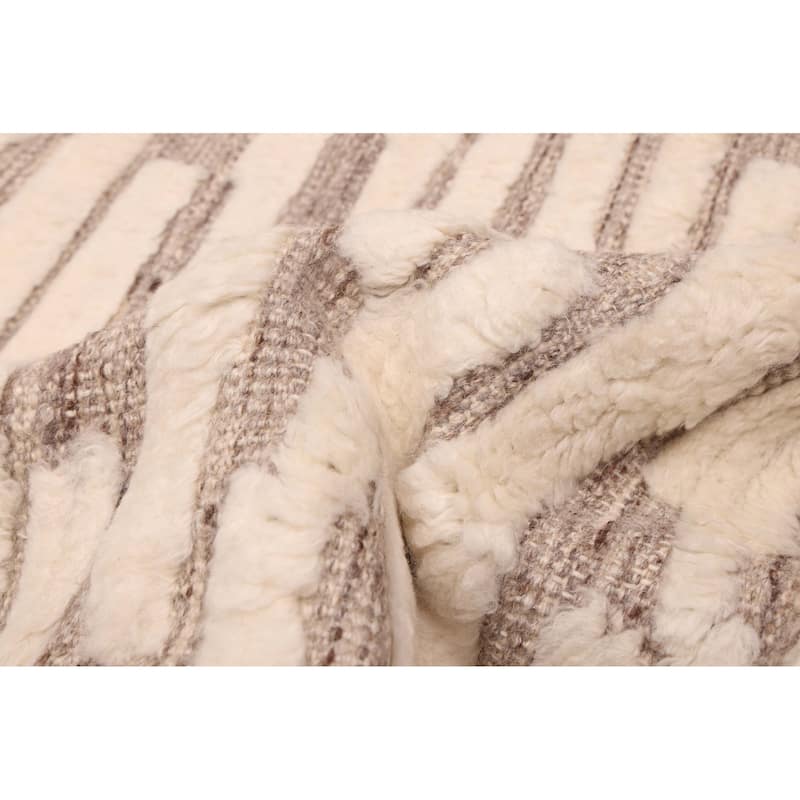 ECARPETGALLERY Hand-knotted Looma Cream Wool Rug - 7'11 x 10'3