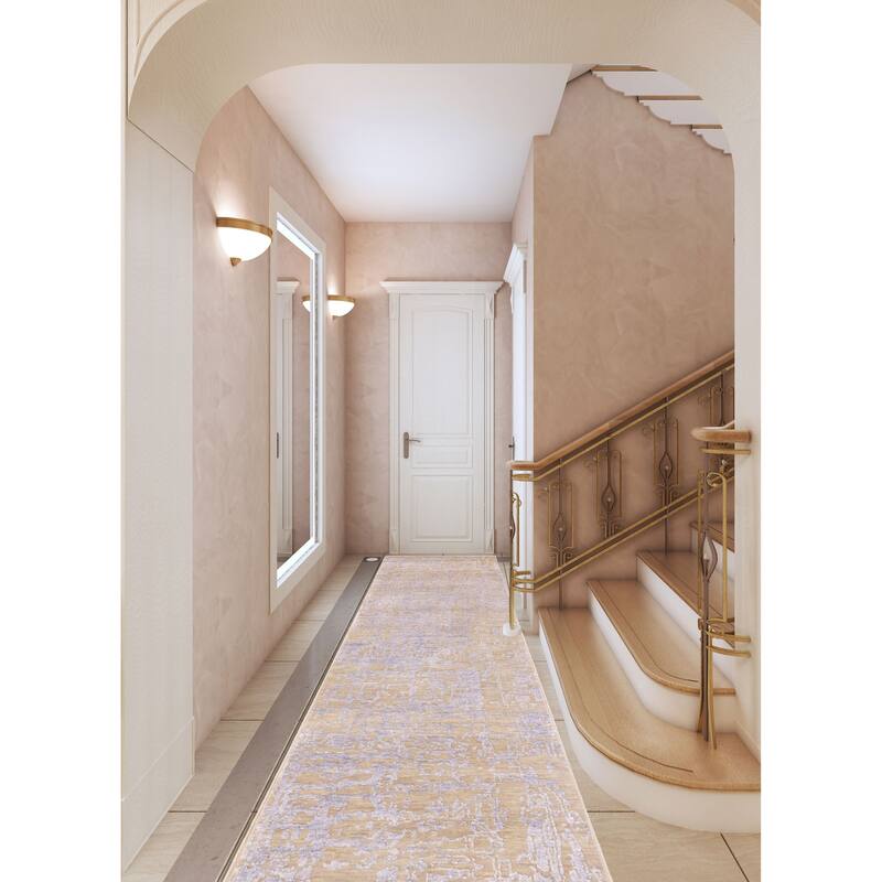 ECARPETGALLERY Hand-knotted Legacy Khaki Silk, Wool Rug - 2'7 x 12'1