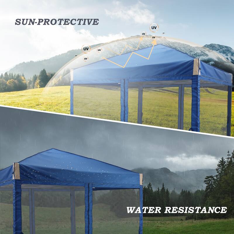 Aoodor 10 x 10 FT Pop Up Canopy Tent Portable Instant Shade Canopy with Netting for Camping, Party and Other Outdoor Events