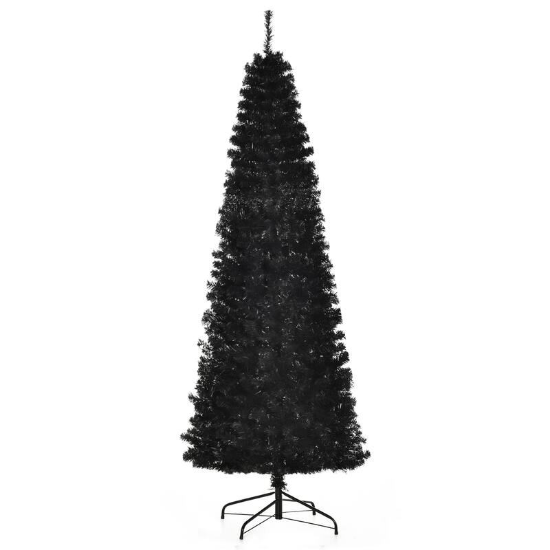 7FT Unlit Slim Pencil Christmas Tree, Artificial Douglas Fir with 818 Tips, Realistic Branches & Lightweight Base