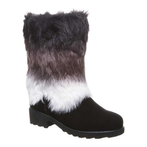 womens black faux fur boots