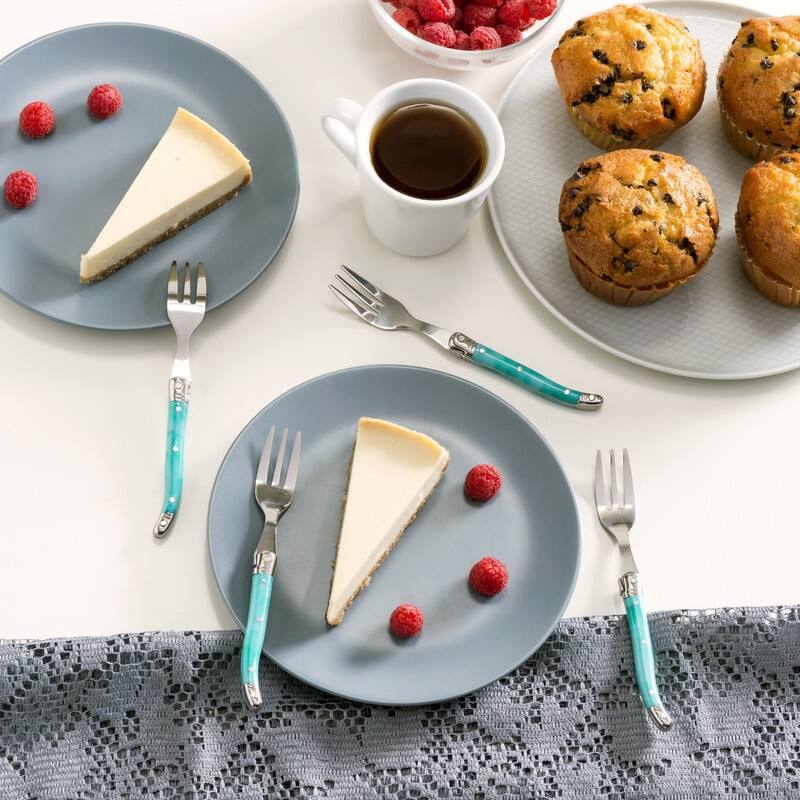 French Home Laguiole Cake Forks, Set of 4, Faux Turquoise