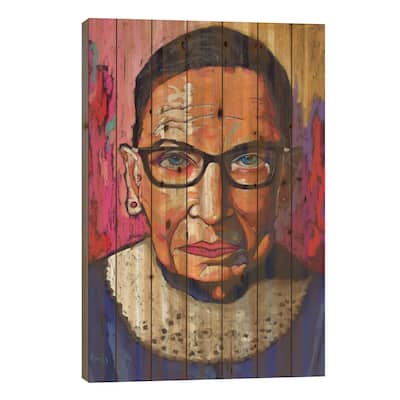 Ruth Bader Ginsburg Print On Wood by David Hinds - Multi-Color