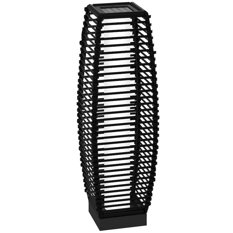 Outsunny Solar Floor Lamp, Outdoor Rattan Garden Lantern Pathway Light & Decorative Driveway Lighting - black