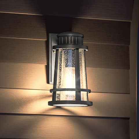 Luxury Tudor Outdoor Wall Sconce, 9.5"H x 5.75"W, with Art Deco Style, Natural Black, by Urban Ambiance