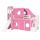 preview thumbnail 18 of 34, Twin Size Loft Bed with Storage Stairs, Tent & Tower, Solid Wood Castle-Inspired Kids Loft Bed Frame with Slide, Fence & Window