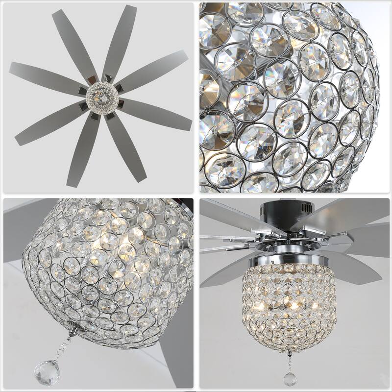 Oaks Aura 65in. Modern Glam Crystal Chandelier Ceiling Fan with Remote and Lights, Silent DC Motor Reversible Ceiling Fan - 65