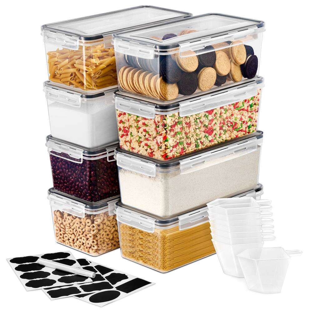 Sorbus Large Food Storage Containers Airtight, Four-Way Snap Lids (Pack of 8) - 11.5 x 6 x 4 in