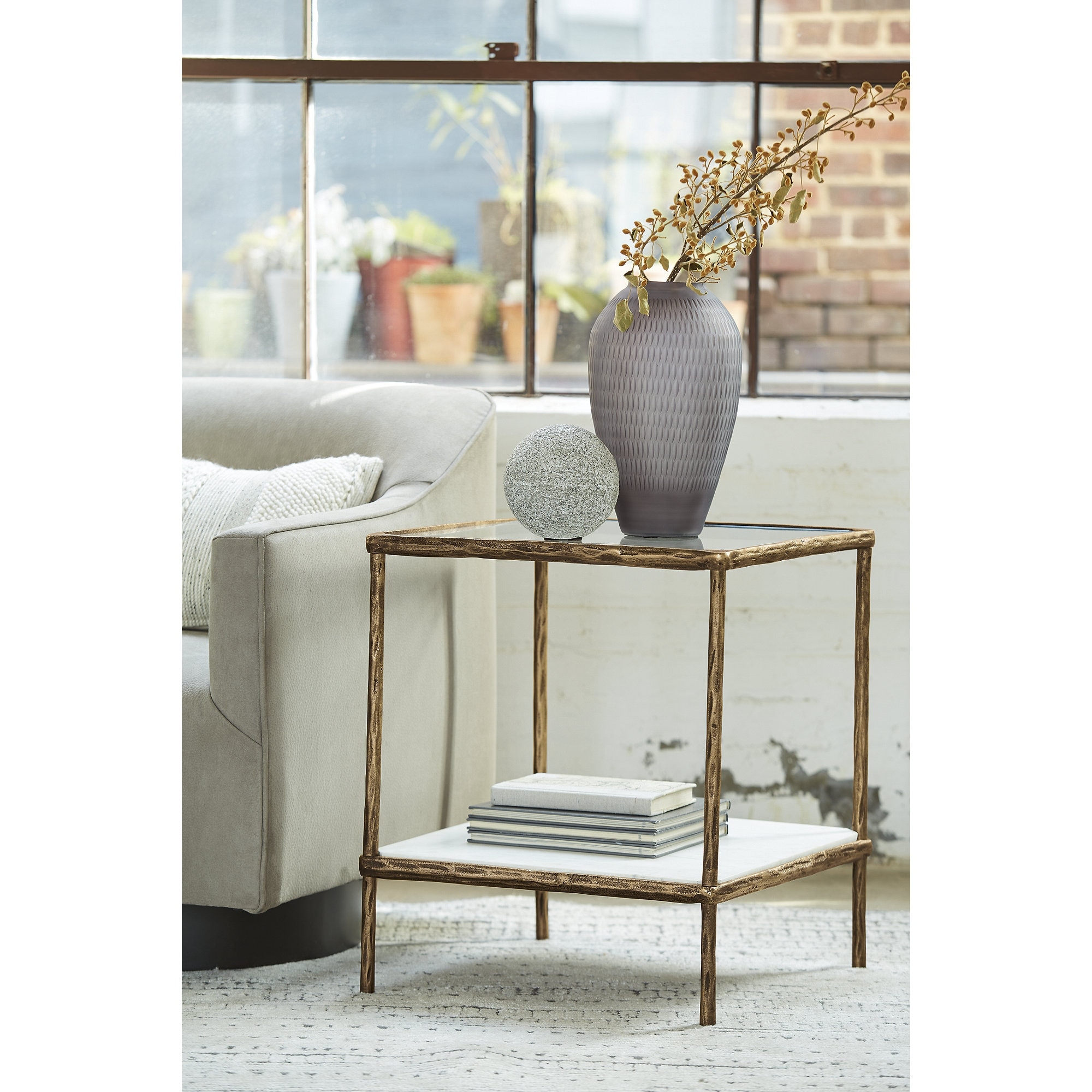 Glass and hotsell brass end tables