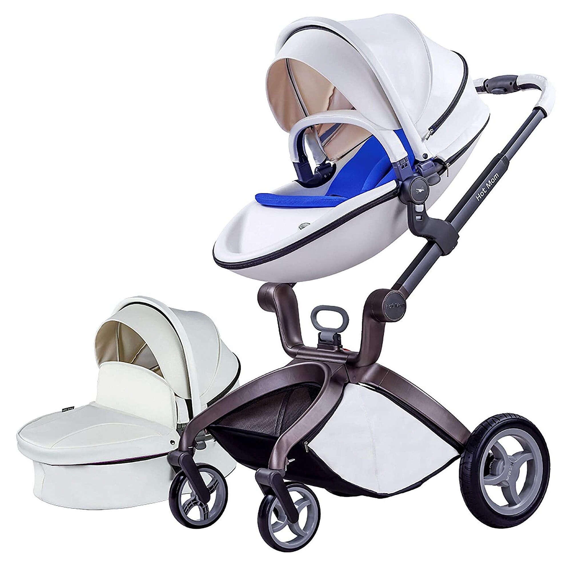 Hot Mom 360 Degree Rotating Baby Carriage High Landscape Pram Stroller,  White - 40