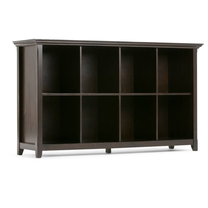 WYNDENHALL Halifax SOLID WOOD 57 inch Wide Transitional 8 Cube Bookcase Storage Sofa Table - 57"W x 15.75" D x 33" H