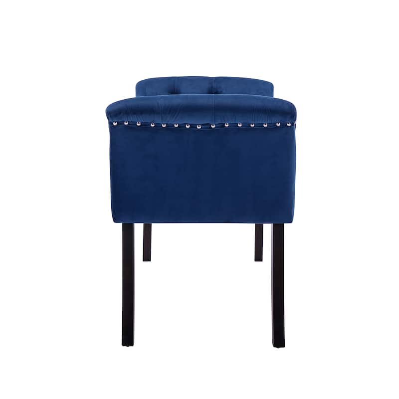 Porthos Home Sybil Tufted Velvet Accent Bench with Rubberwood Legs