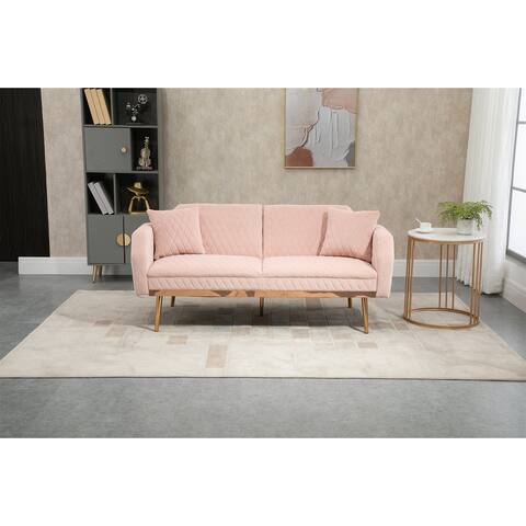 Velvet Accent Loveseat Sofa Sleeper Sofa with Rose Gold Metal Feet