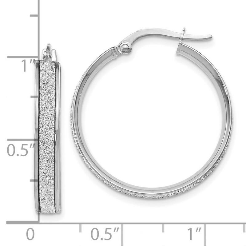 Curata 14k White Gold Polished Glitter Infused Hoop Earrings - 25x25mm Wide 3.75mm Thick Jewelry Gifts for Wo