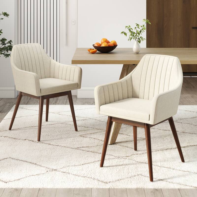 Gymax Set of 4 Dining Chairs Upholstered Kitchen Table Chairs w/ Solid