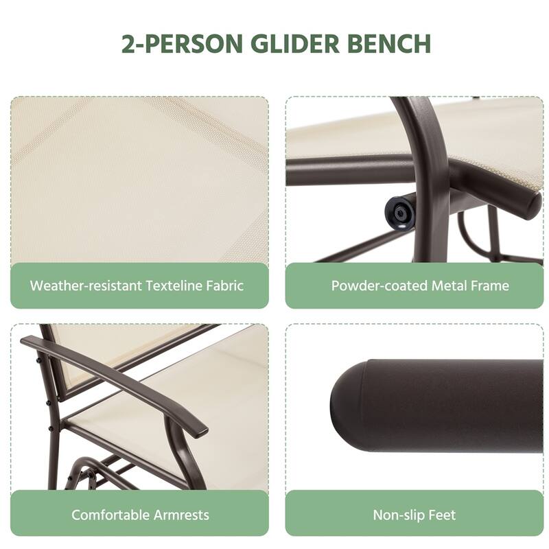 Yaheetech 2-Person Patio Glider Bench Swing Glider Chair