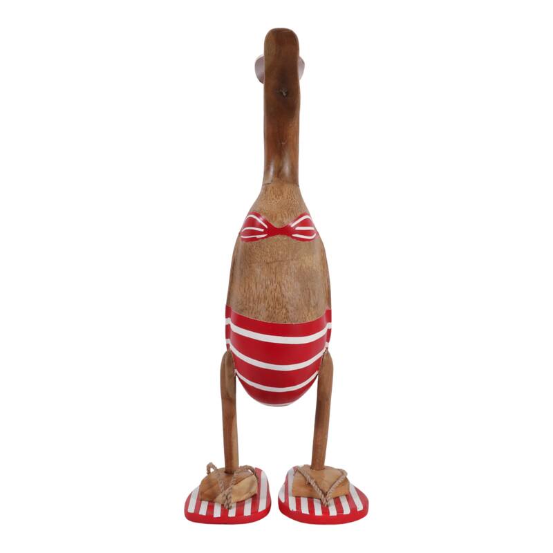 Decorative Wooden Bikini Duck Figurine Sculpture - 16.0"