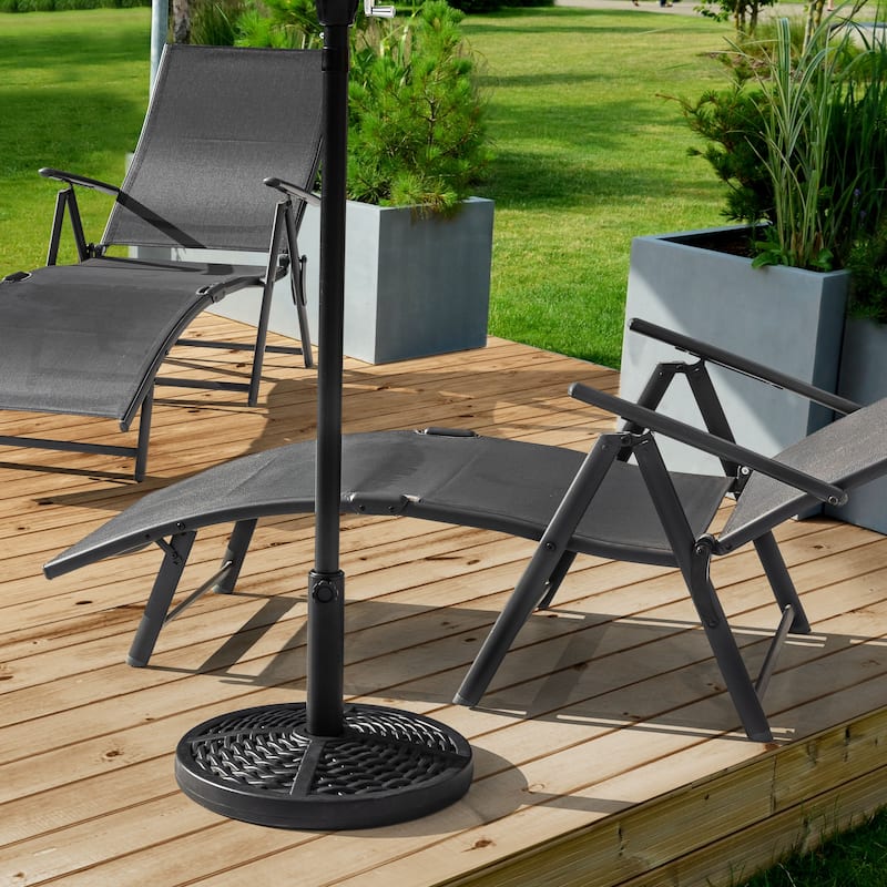 Outdoor 26 lb. Round Black Patio Umbrella Base, Polyethylene and Concrete